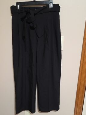 Paperbag Waist Black Tie-Front Trousers